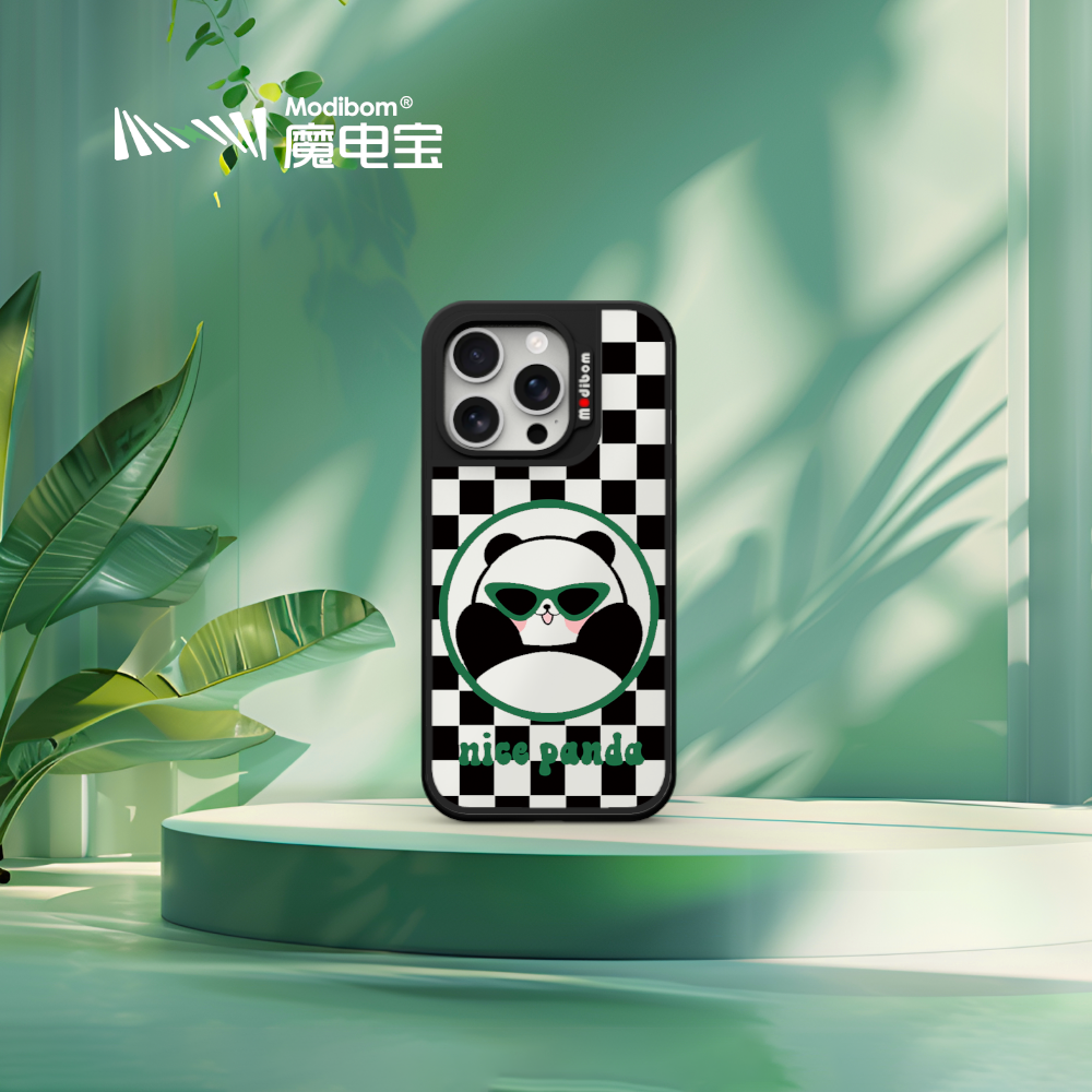 1 Modibom Companion Power Bank, Anime & Cartoon Series, Black Grid Panda - Image 1